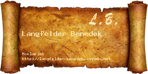 Langfelder Benedek névjegykártya